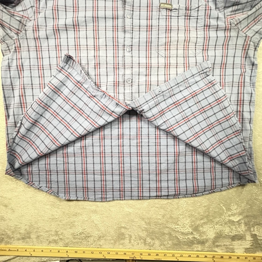 Columbia Men's 4XL Blue & Red Plaid Button Down Shirt Stretch Cotton SEE DESC - Picture 5 of 14